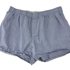 J Crew Mens Blue Chambray Boxer Shorts Size 35 37 Large Elastic Waist Button Fly